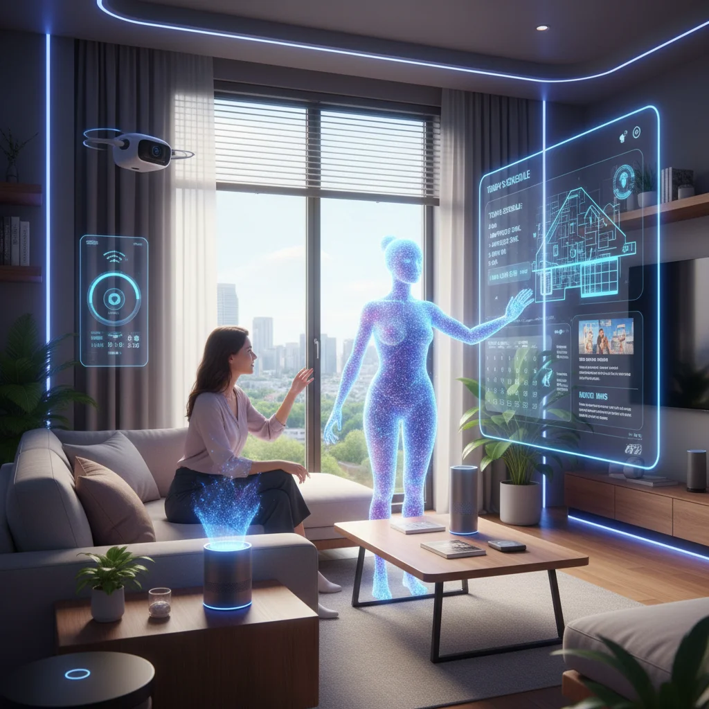 AI virtual assistant managing smart home and user schedule