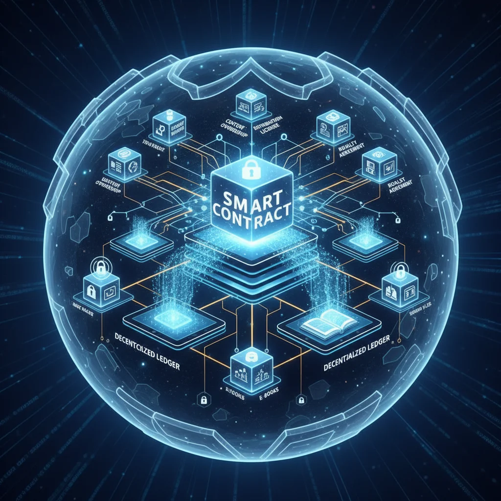 Blockchain network illustrating decentralized content protection