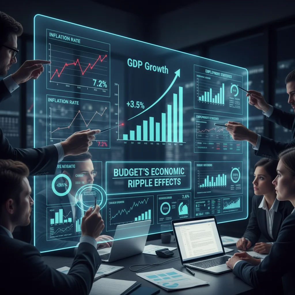 Economic indicators showing GDP, inflation, and employment trends