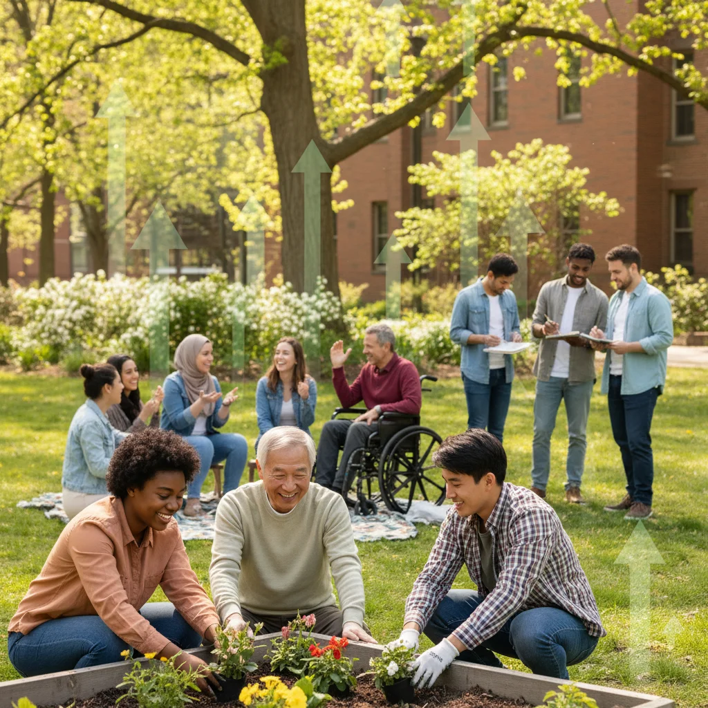 Diverse community engaging in positive social interactions, symbolizing solutions to loneliness