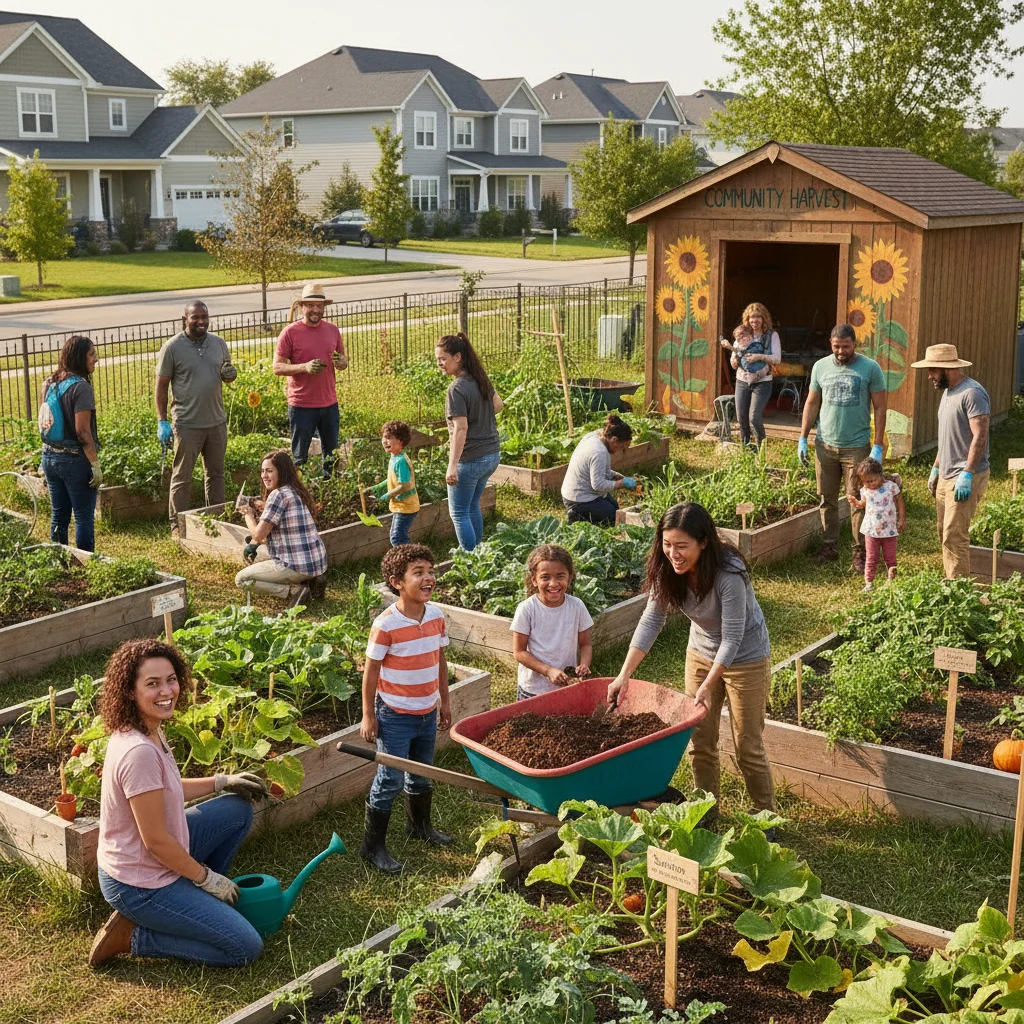 Community garden fostering local engagement and social cohesion