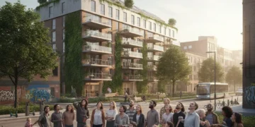 Diverse community looking at affordable housing development