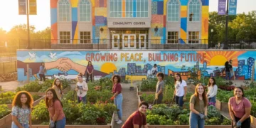 Diverse youth engaged in positive community activity