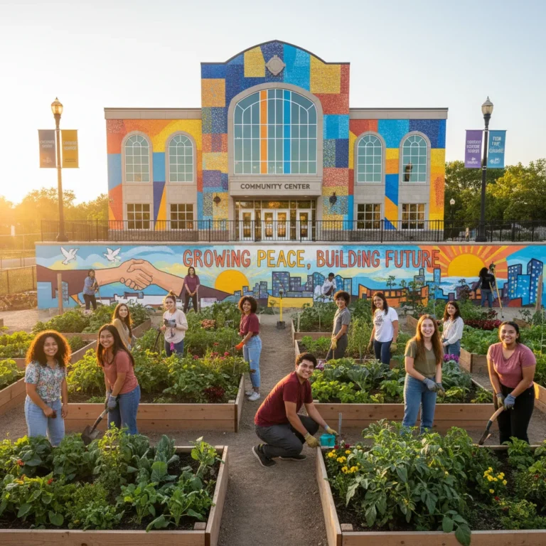 Diverse youth engaged in positive community activity