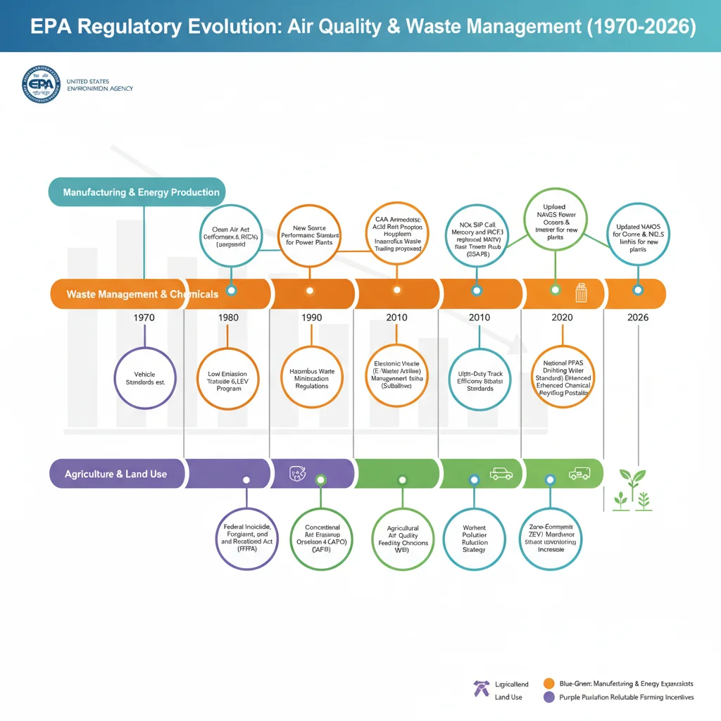 Timeline of EPA regulatory changes affecting industries through 2026