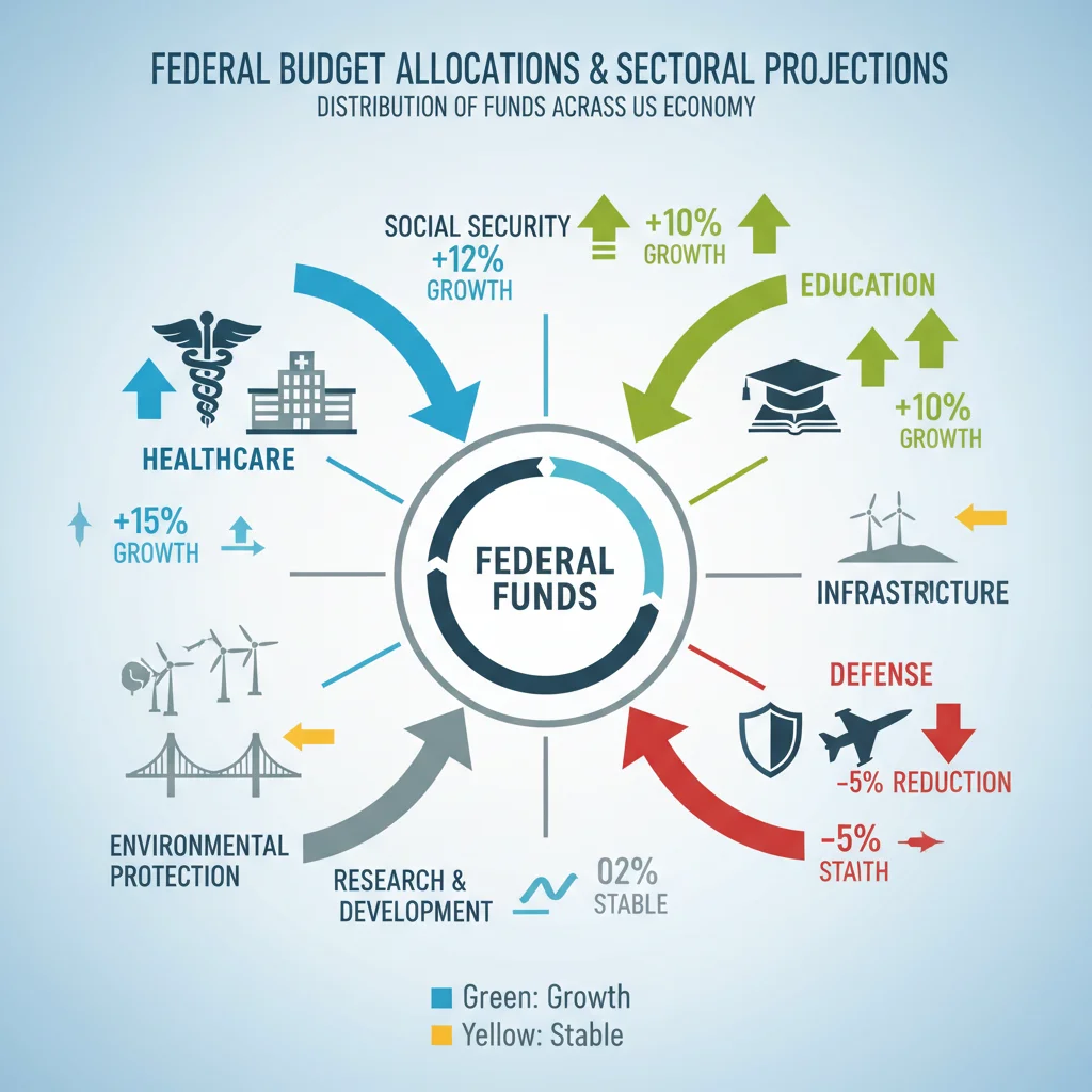 Infographic showing federal budget allocation across key economic sectors