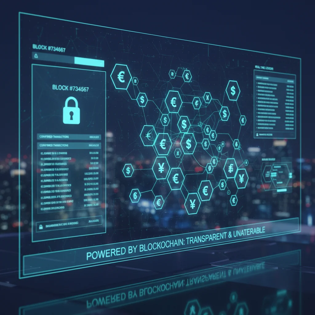Blockchain ensuring transparent financial transactions