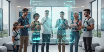 Wearable Health Tech 2026: Top 3 Monitoring Devices Futuristic wearable health devices monitoring various vital signs on diverse individuals in a smart health environment.