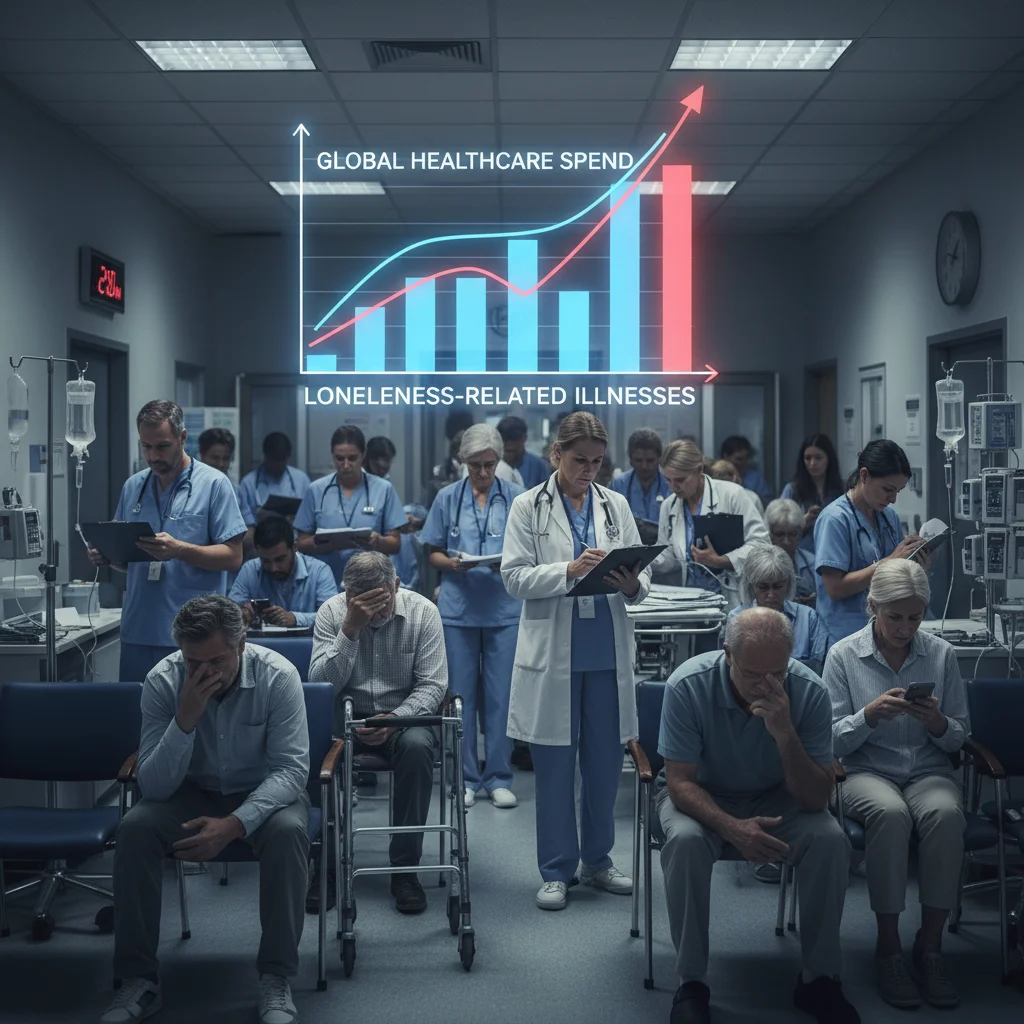 Healthcare professionals and patients illustrating increased medical burden from social isolation