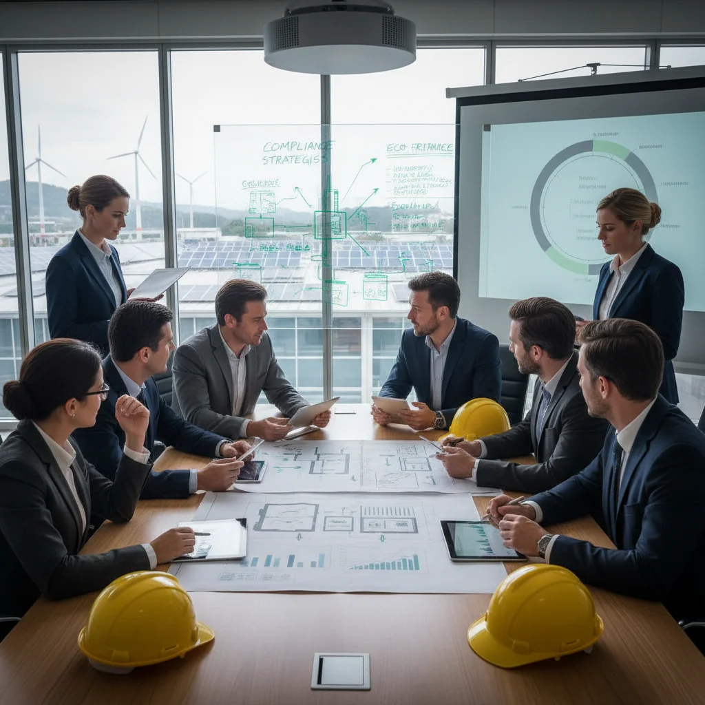 Industry professionals collaborating on environmental compliance strategies