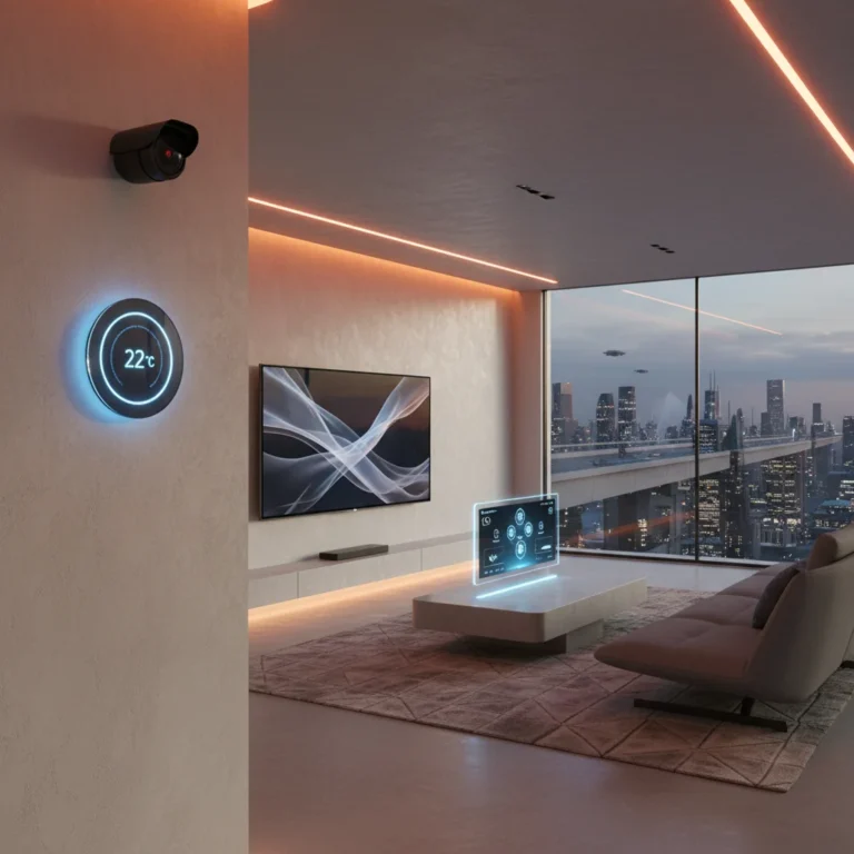 Integrated smart home ecosystem in a modern living room