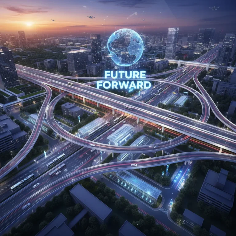 Modern highway interchange at dusk symbolizing advanced infrastructure investment