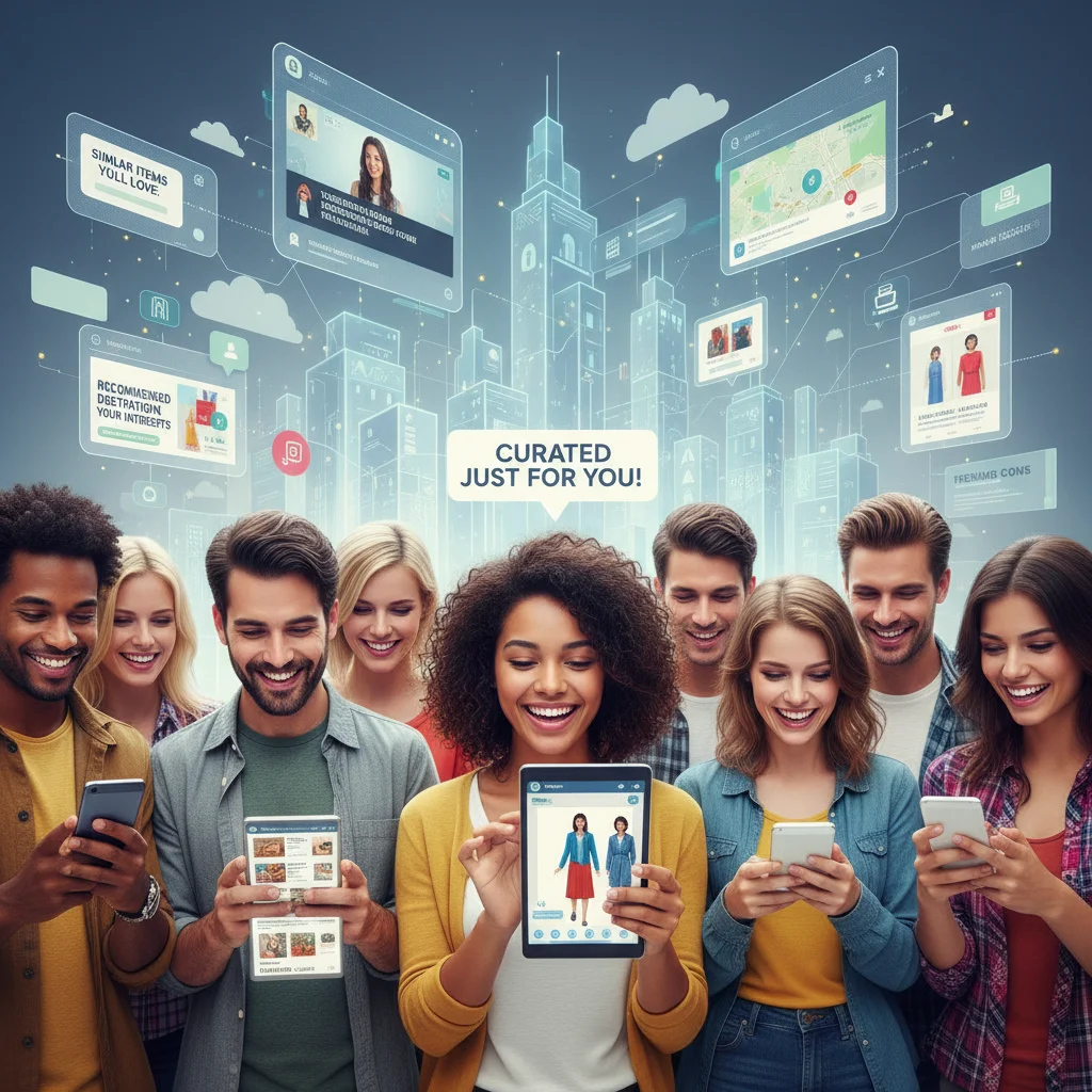 Happy customers enjoying personalized mobile shopping experiences