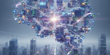 Quantum Computing U.S. Industry Shifts by 2026: A Deep Dive Quantum computing network with glowing qubits symbolizing future industry shifts.