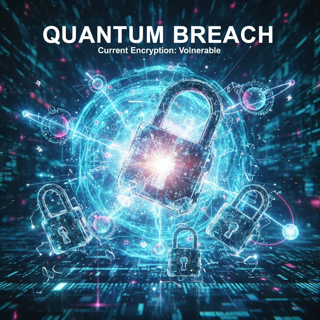 Quantum algorithms breaking cryptographic keys, encryption vulnerabilities