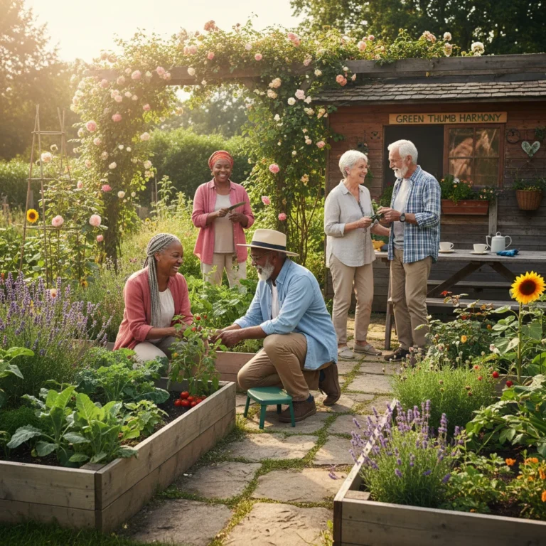 Seniors gardening together, promoting community and well-being