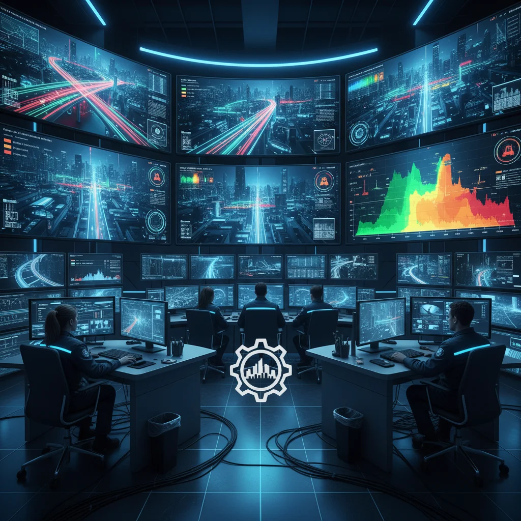 Smart city operations center with real-time data monitoring