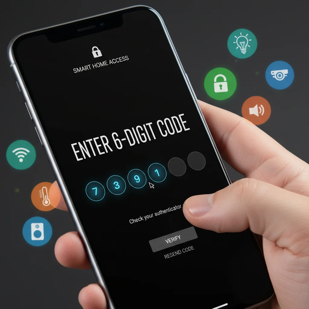 Smartphone showing strong password for smart home access.