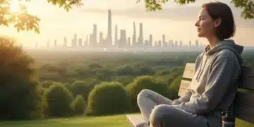 Person enjoying nature, smartphone face down, symbolizing digital wellbeing and reduced screen time.