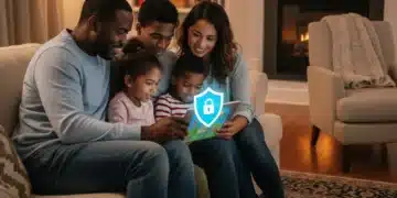 Parents and children safely navigating the digital world with parental controls.