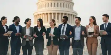 Professionals discussing US immigration policy changes affecting businesses by 2026