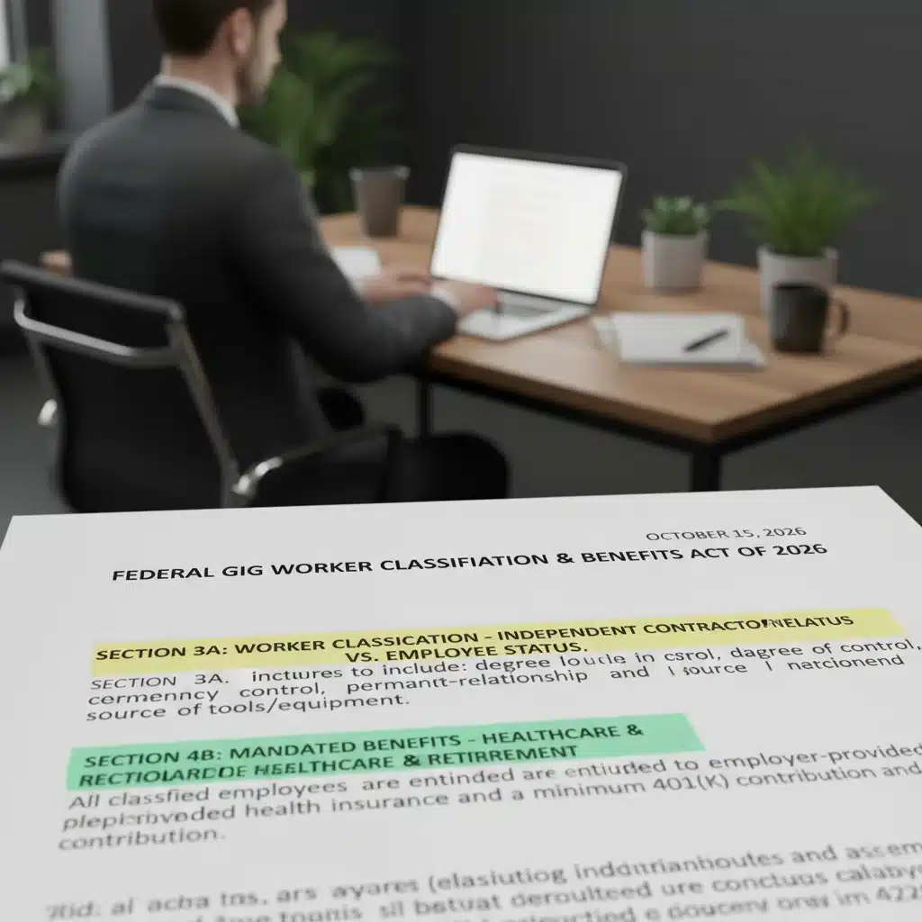 Legal document outlining worker classification and benefits under new federal regulations for gig workers.