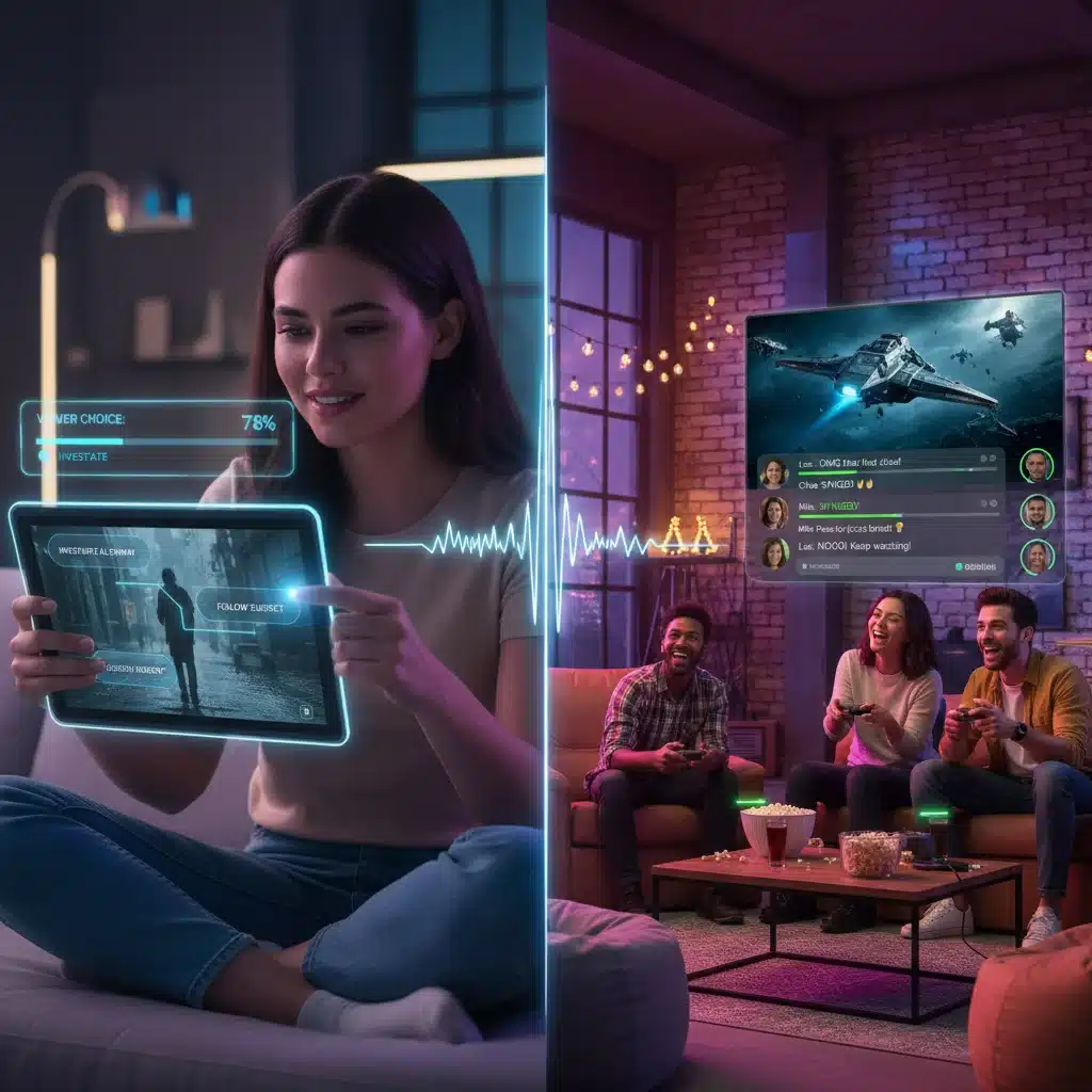 Interactive streaming choices and virtual watch party features