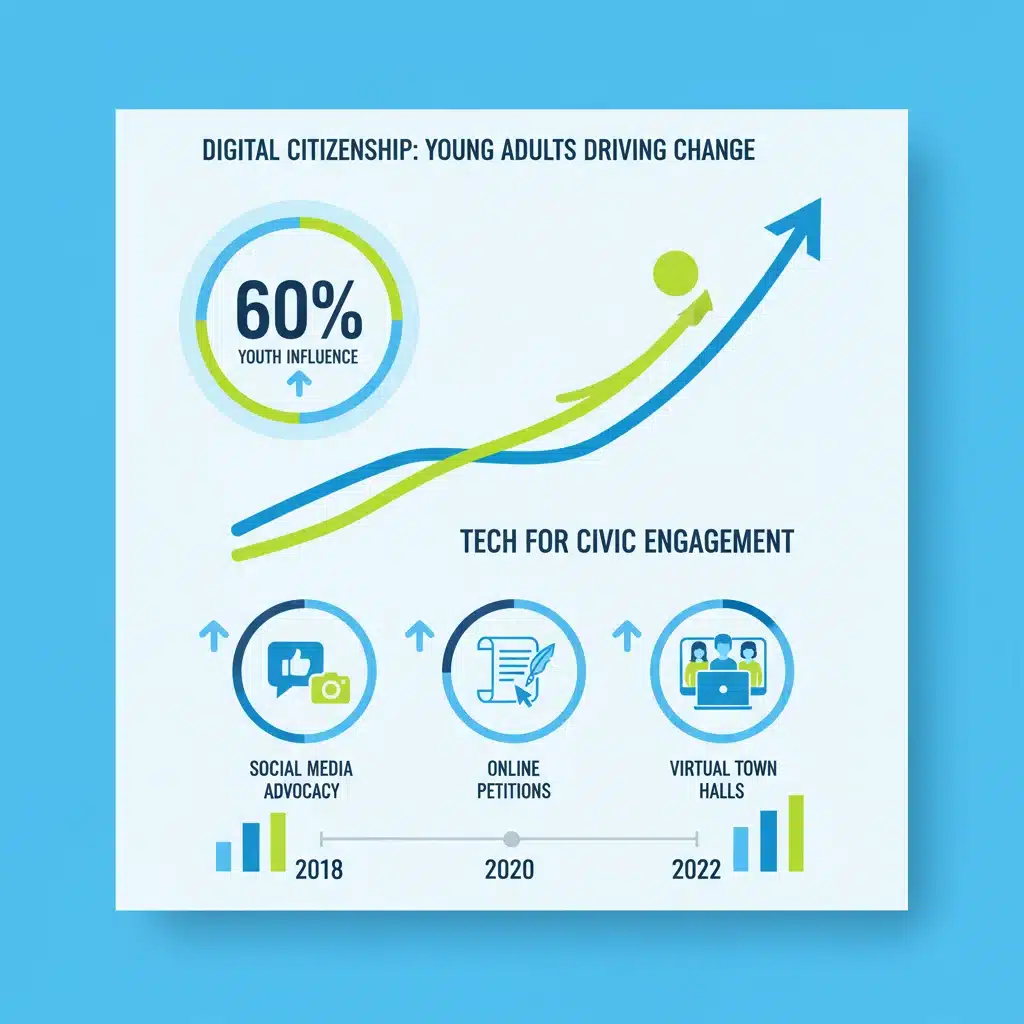 Infographic showing technology's growing influence on young adult civic participation
