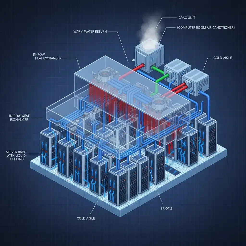 Advanced data center liquid cooling system diagram